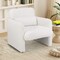 White Chenille Accent Chair with Lumbar Pillow for Living Room and Office